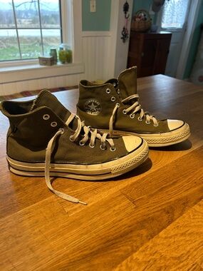 Converse High Top Sneakers in Olive Green Canvas Gortex